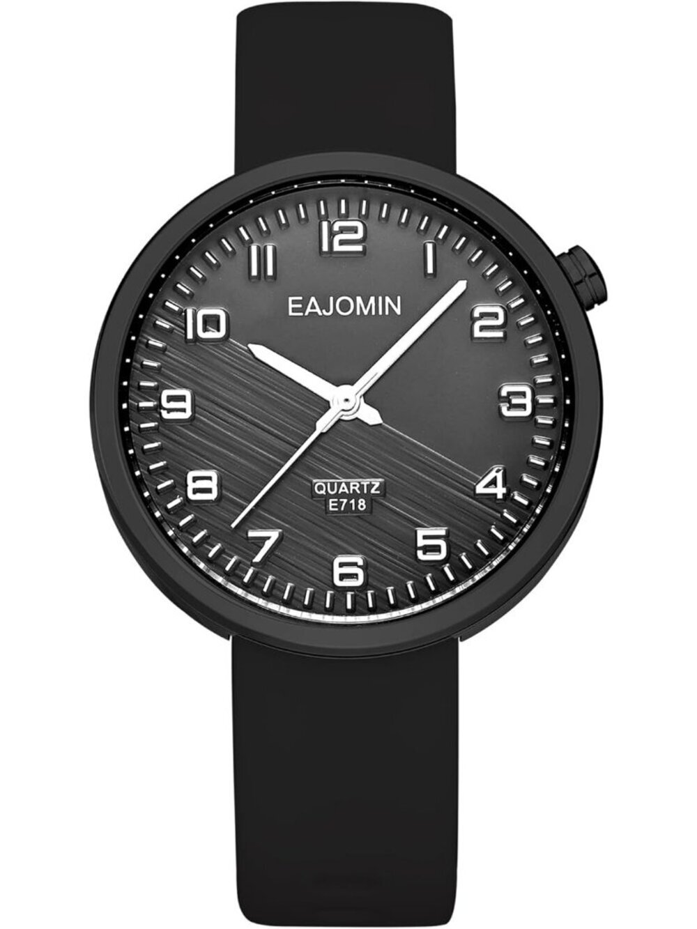 Women's Black Analog Quartz Soft Silicone Band Easy Read Dial Waterproof Watch